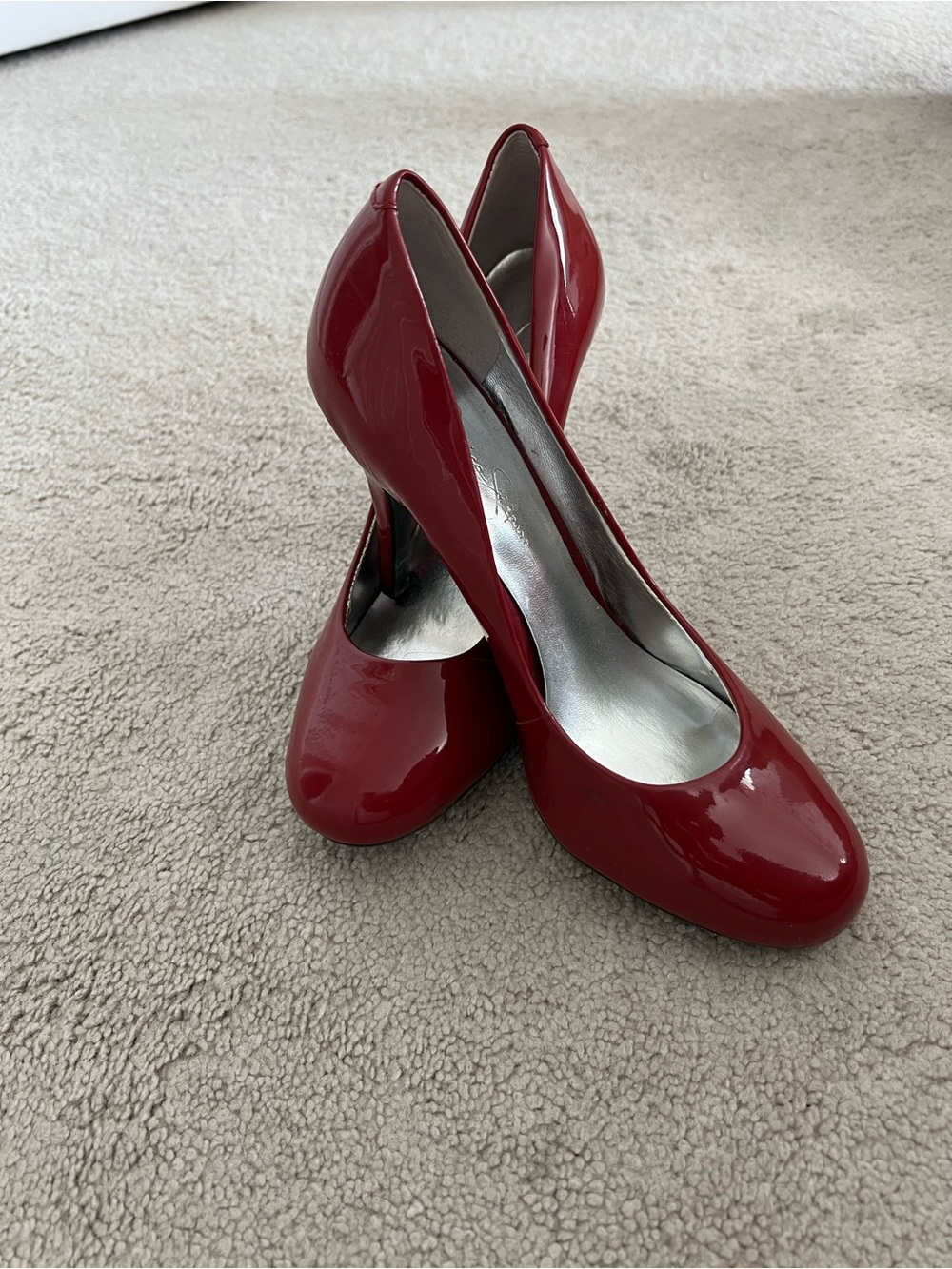 Jessica Simpson Red Patent Round-Toe High Heels